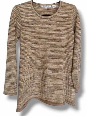 Eight Eight Eight Women’s Neutral Brown Tones Pattern Stripes Cotton Sweater